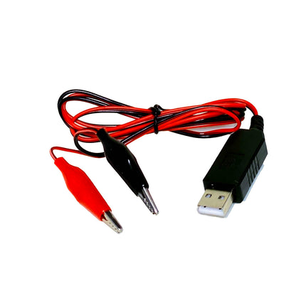 Usb plug cable and black and red alligator clips